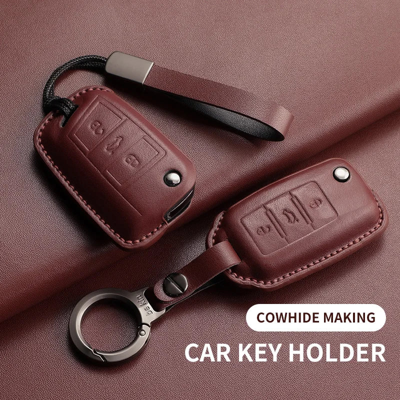 Leather Smart Key Case Cover for Volkswagen Polo, Golf 7 MK7, Tiguan Passat