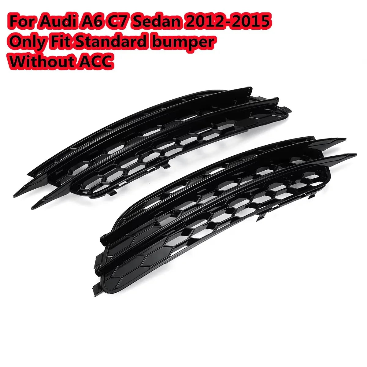 Gloss Black Honeycomb Fog Light Grille for Audi A6 C7 Sedan 2012–2015