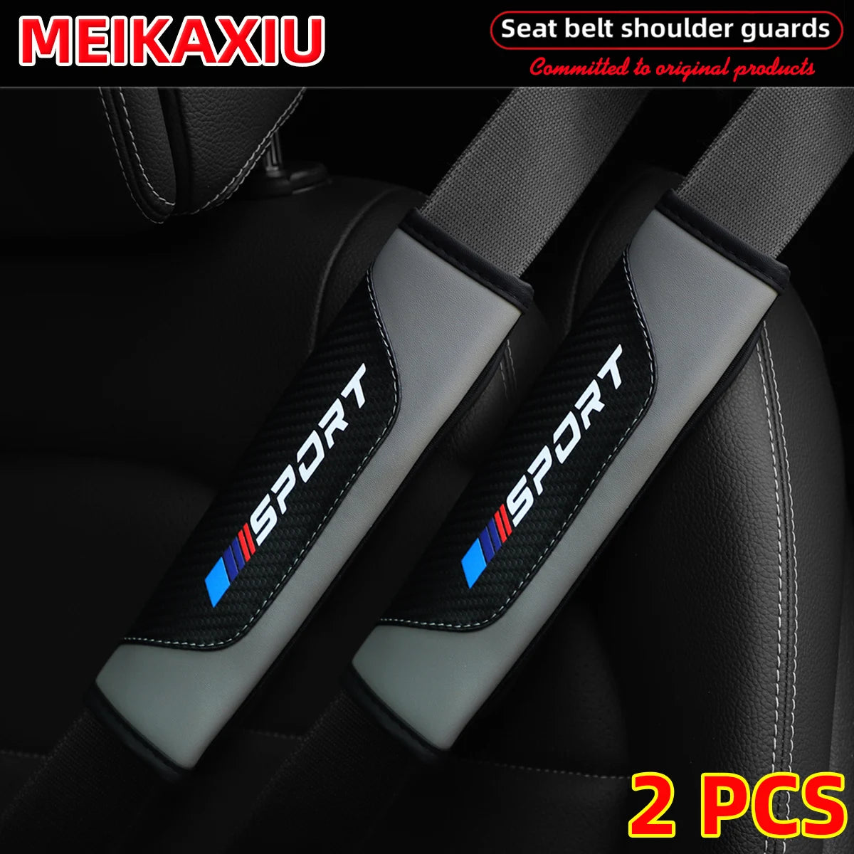 SPORT PU Leather Carbon Fiber Seat Belt Shoulder Pads Universal Safety Belt Covers