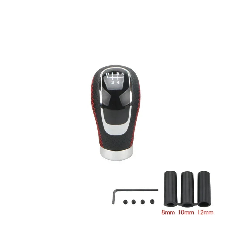 Universal 5 6 Speed Leather Manual Gear Shift Knob Car Shifter Lever Gear Head
