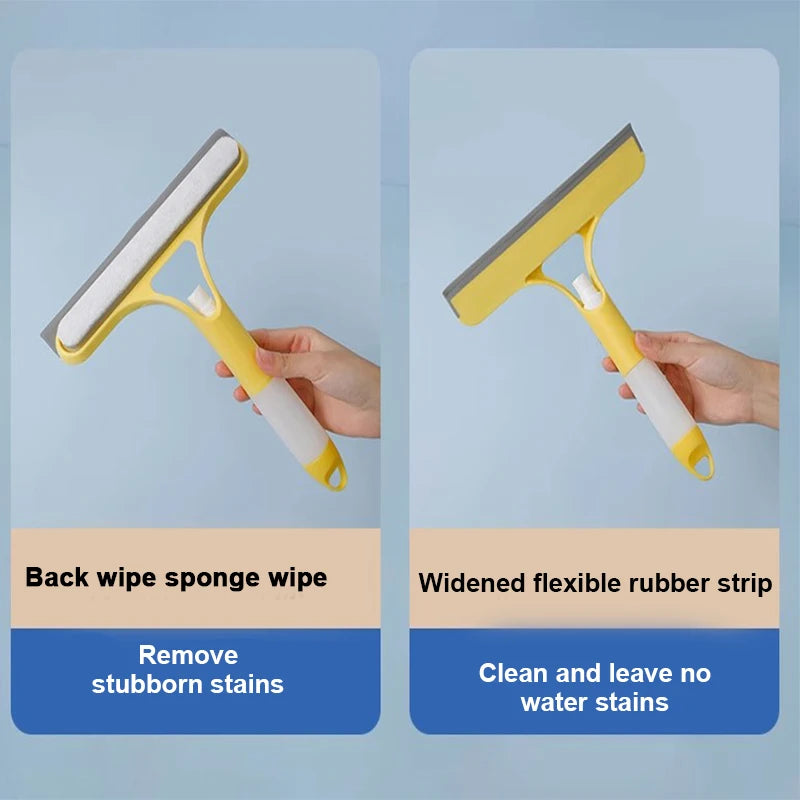 SEAMETAL 3-in-1 Car Window Cleaning Scraper Silicone Squeegee Glass Wiper