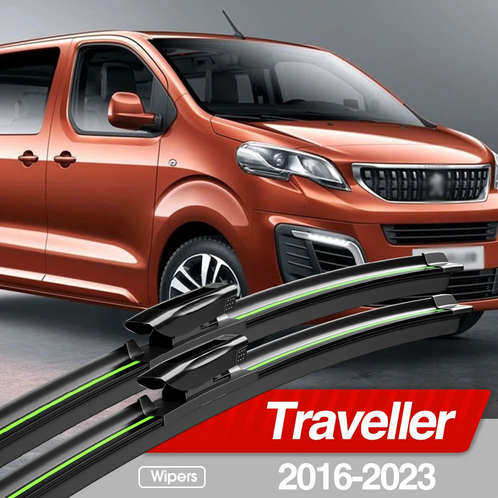 2PCS Front Windshield Wiper Blades for Peugeot Traveller 2016–2023