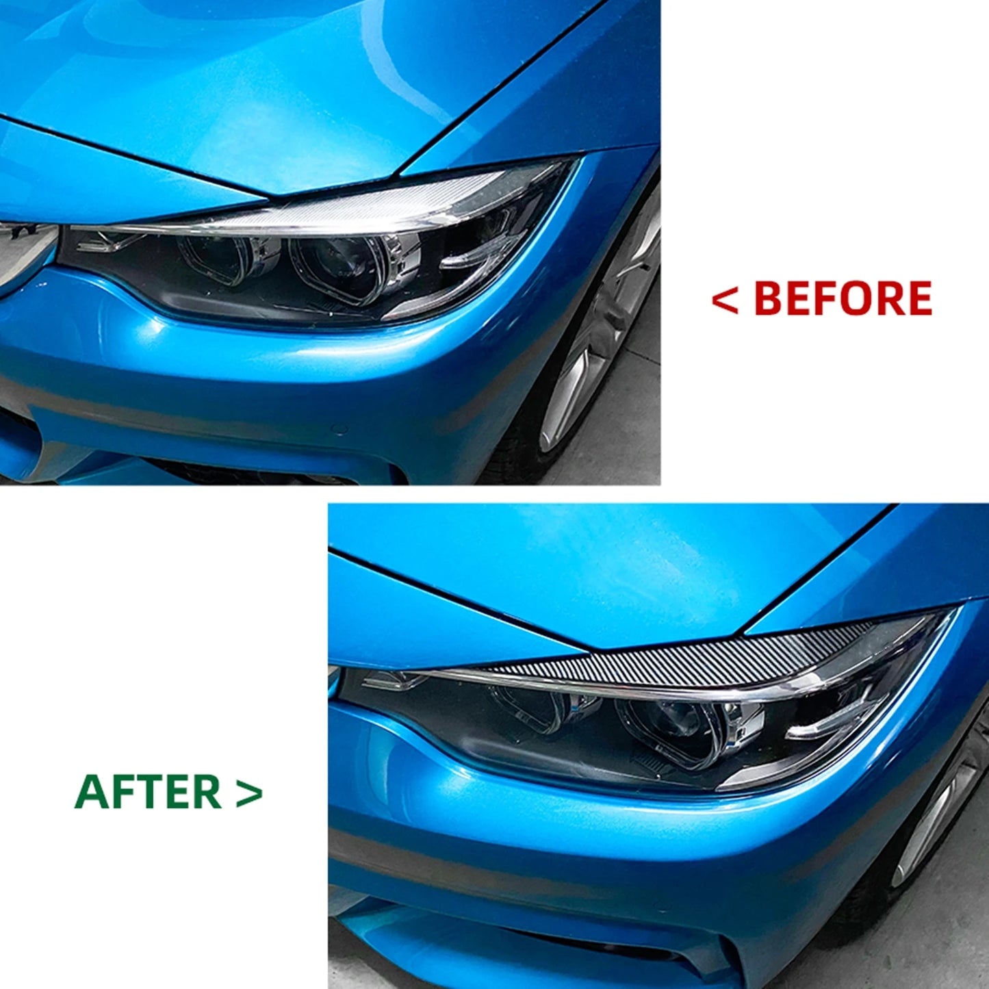 Gloss Black Headlight Eyebrow Eyelid Trim for BMW 4 Series F32 F33 F36 2014–2020