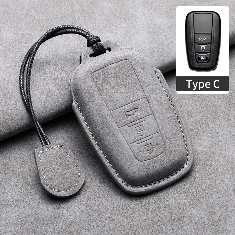 Leather Smart Key Case Cover for Toyota Prius, Camry, Corolla, C-HR, RAV4