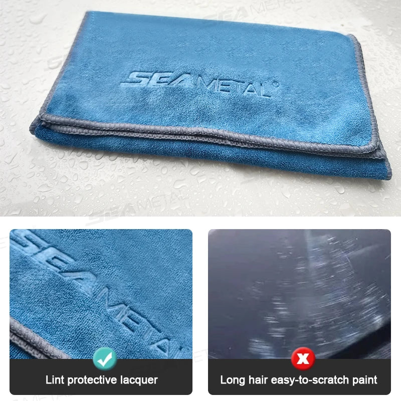 SEAMETAL Microfiber Car Wash Towel Lint Free Soft Absorbent Quick Dry Cloth