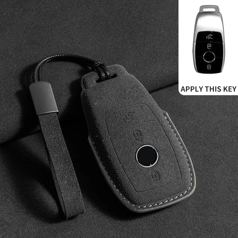 Suede Leather Smart Key Case Cover for Mercedes-Benz E-Class, C-Class 2018–2020