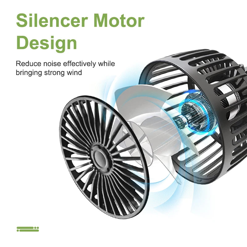 360° Dual Head Car Seat Fan 3 Speed USB Rechargeable Adjustable Cooling