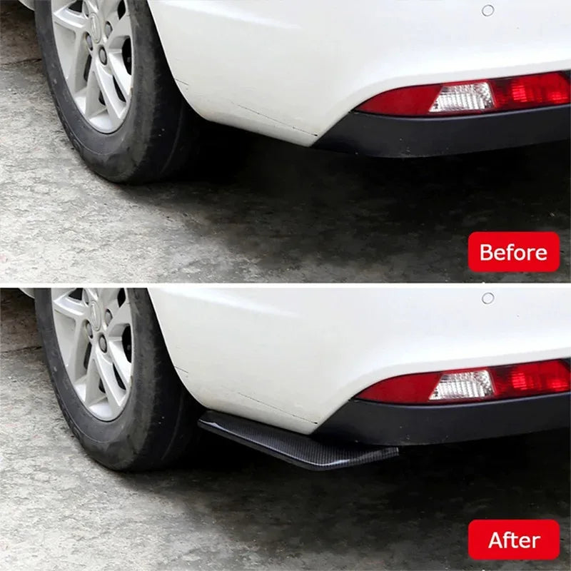2PCS Universal Rear Bumper Lip Splitter Spoiler Black Carbon Fiber