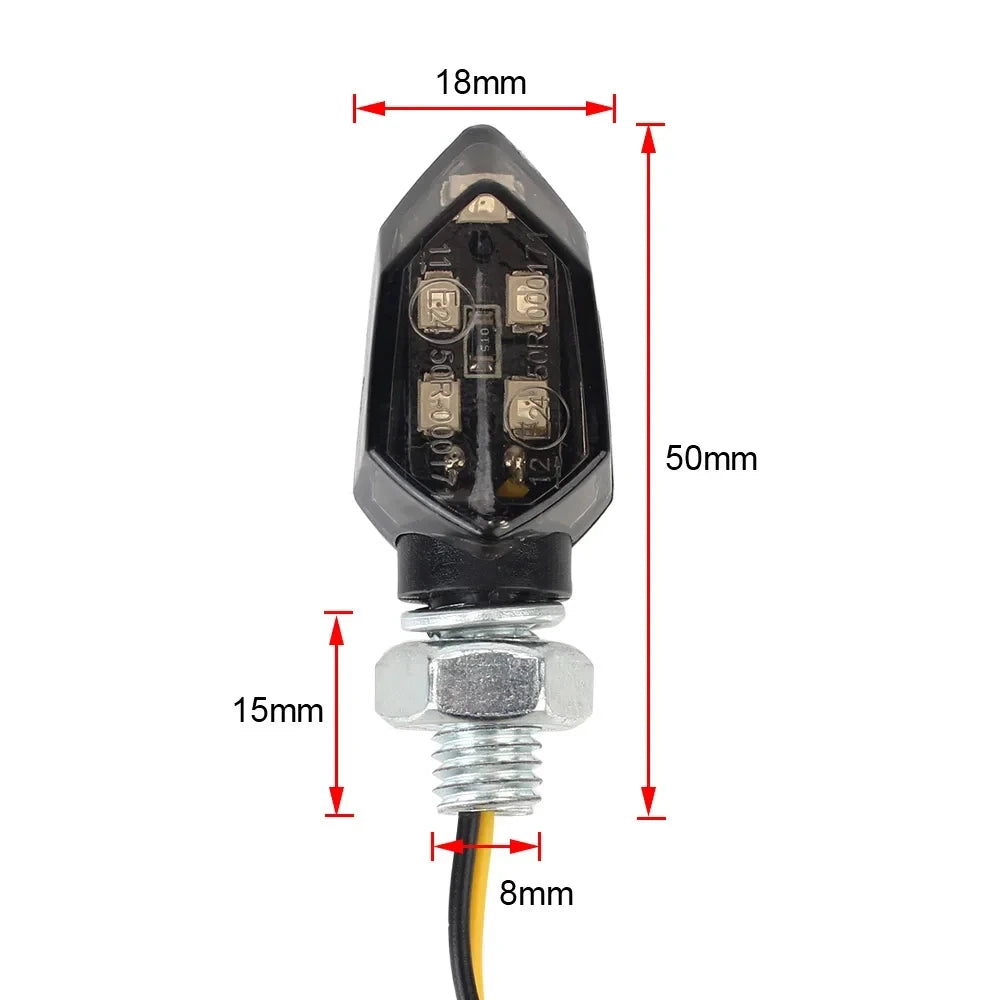 2Pcs Universal Motorcycle LED Turn Signal Lights Amber Mini Blinker Indicators