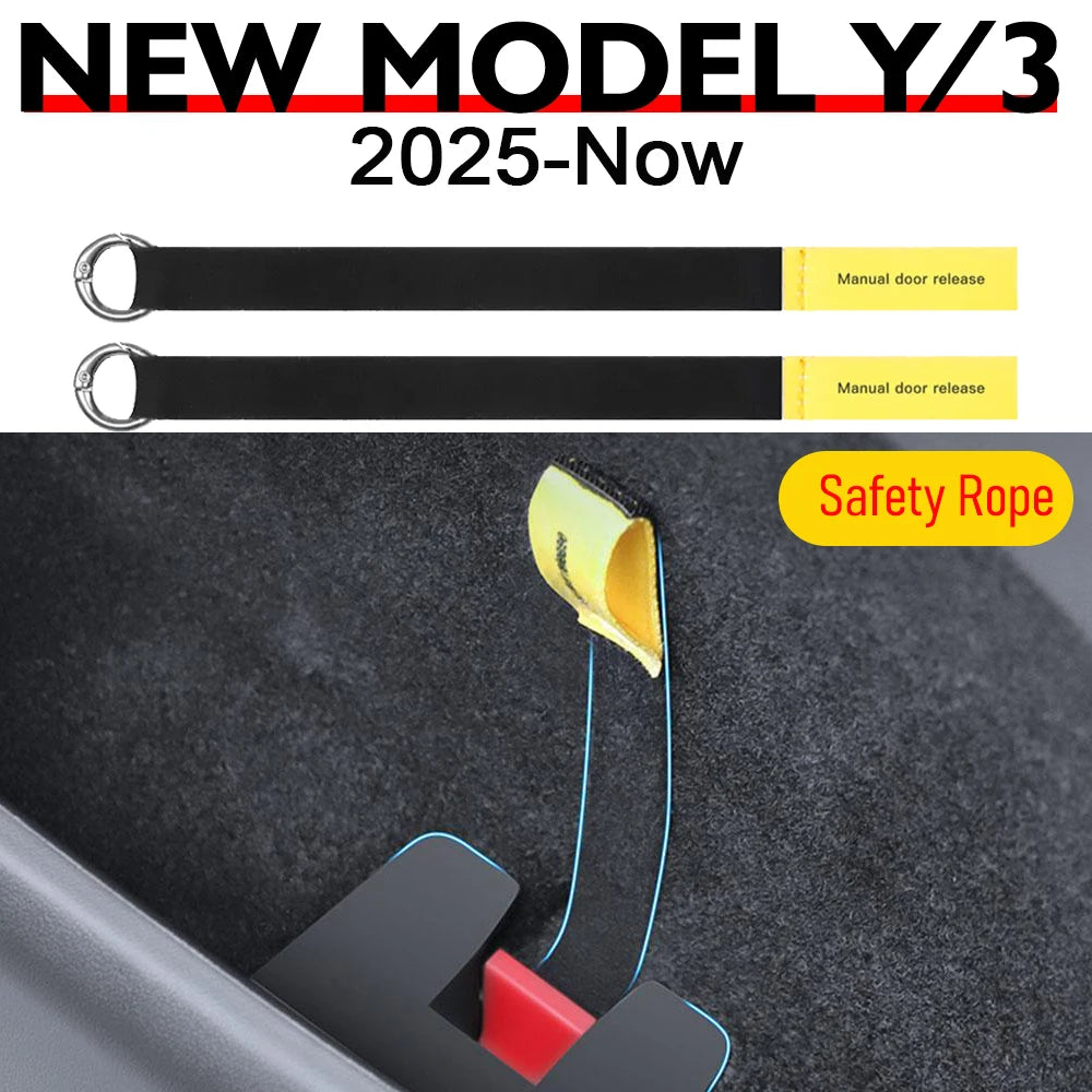 Rear Door Emergency Release Pull Cord for Tesla Model 3/Y Juniper 2025–2026