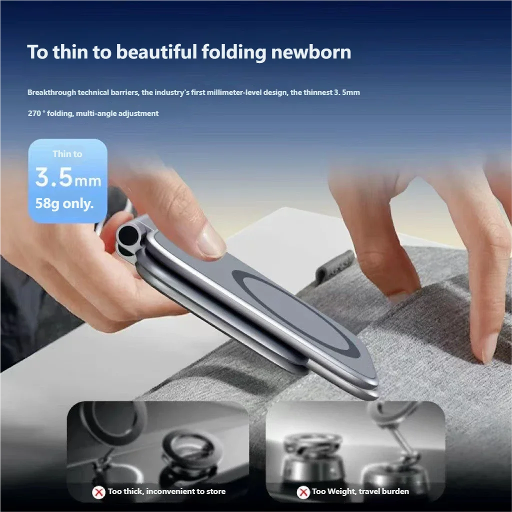 Ultra Thin Magnetic Car Phone Holder Suction Folding Strong Magnet Desk Mount