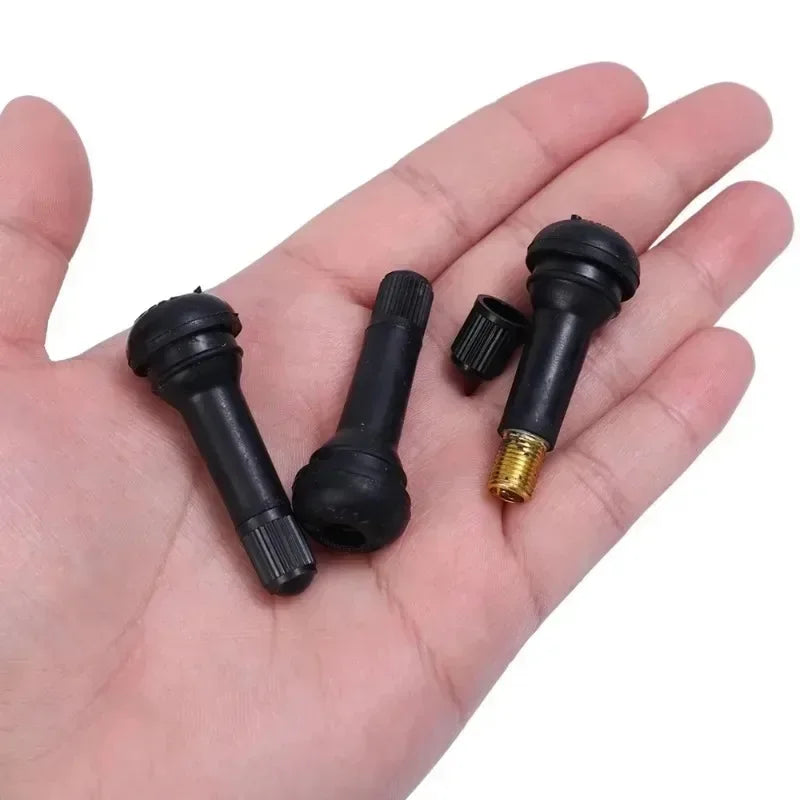 TR414 Tubeless Tire Valve Stems with Dust Caps Universal Rubber Wheel Valve Set