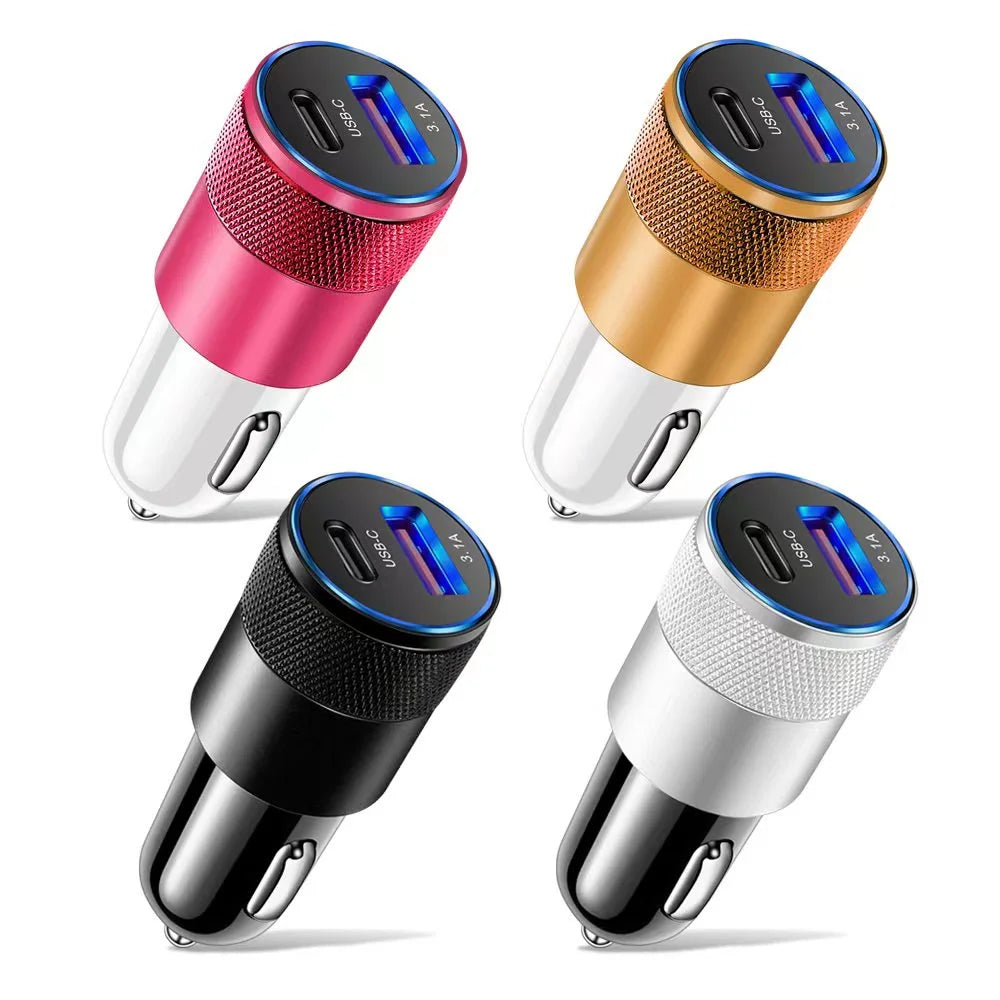 66W USB Car Charger PD Type C Fast Charging Adapter 12V/24V Cigarette Lighter