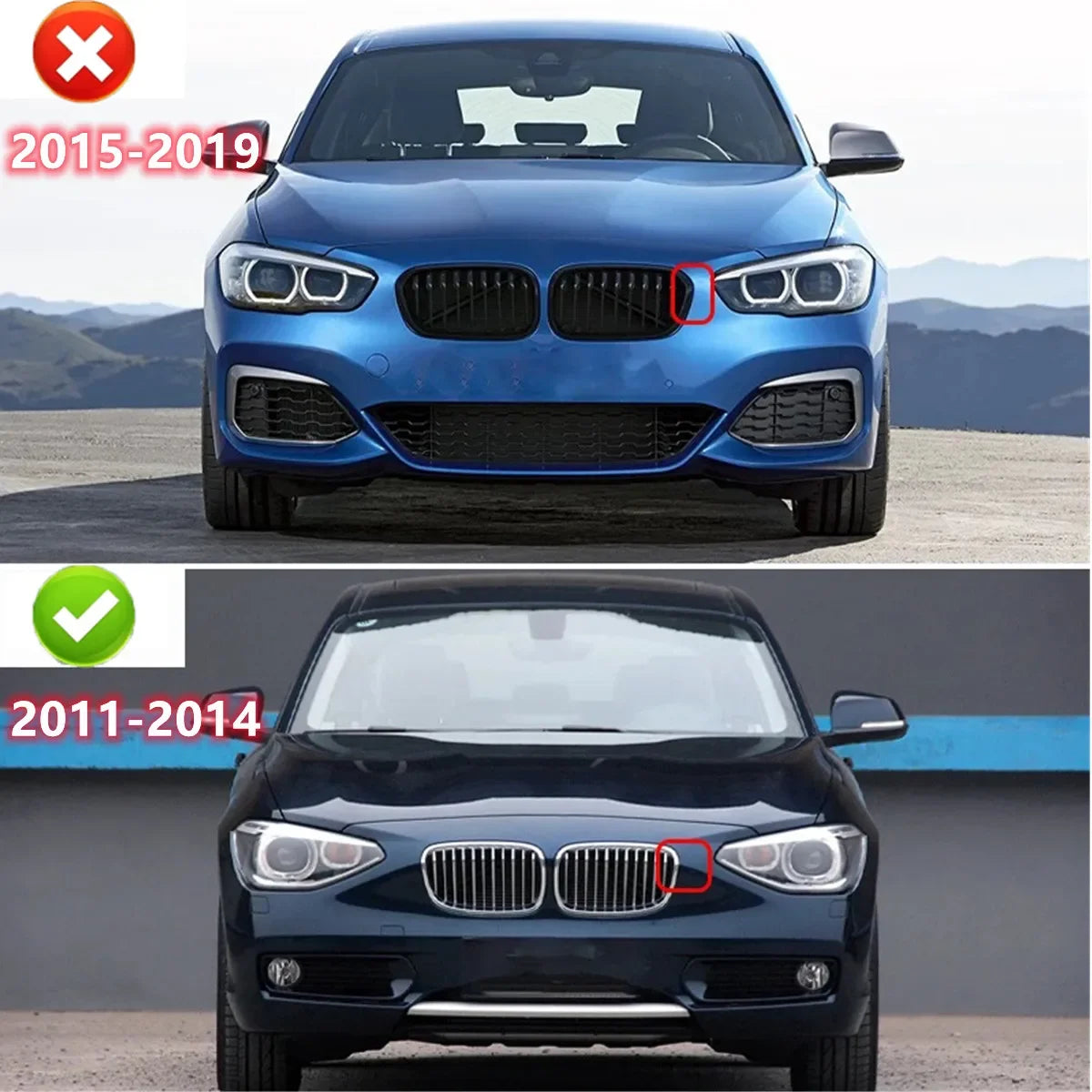 Gloss Black Double Slat Kidney Grille for BMW 1 Series F20 F21 2011–2014