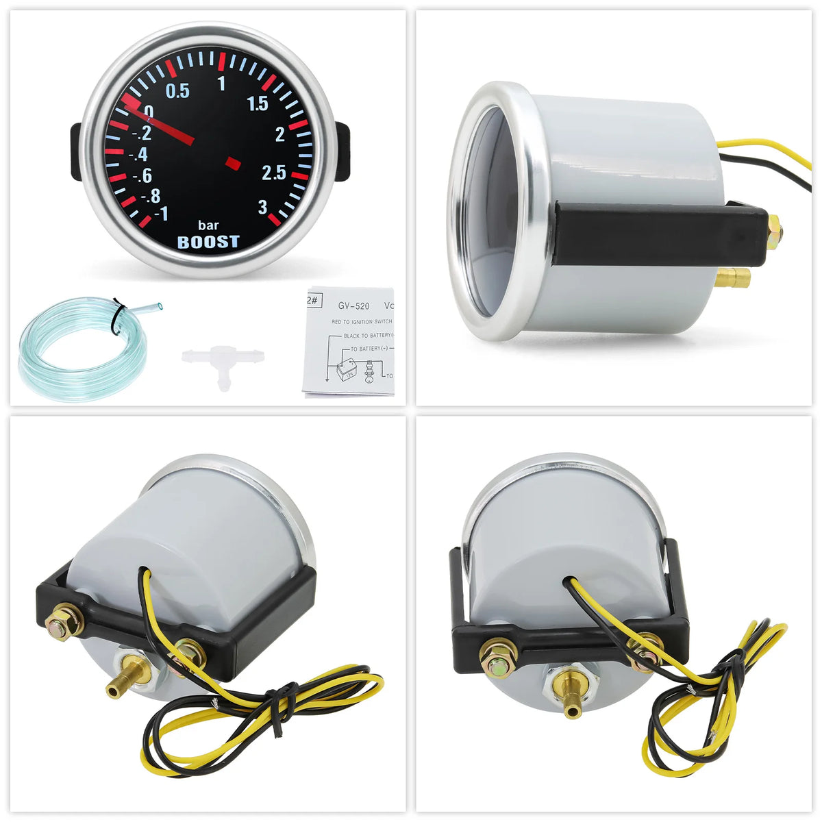 52mm 3 Bar Turbo Boost Gauge Mechanical Pressure Meter 12V Car Engine Meter
