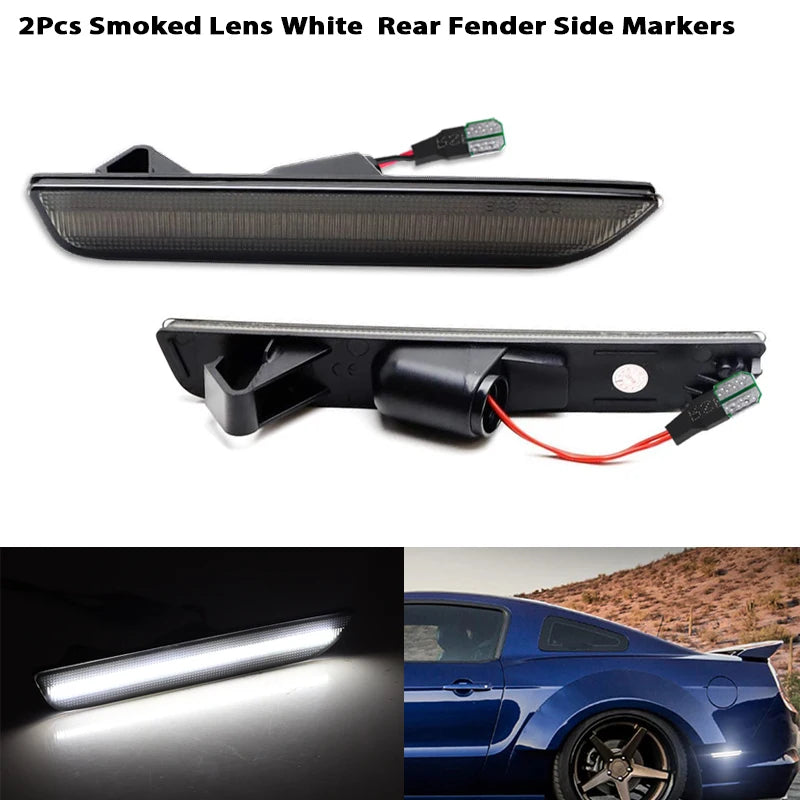 2PCS White Red Amber LED Front Rear Side Indicator for Ford Mustang 2010-2014