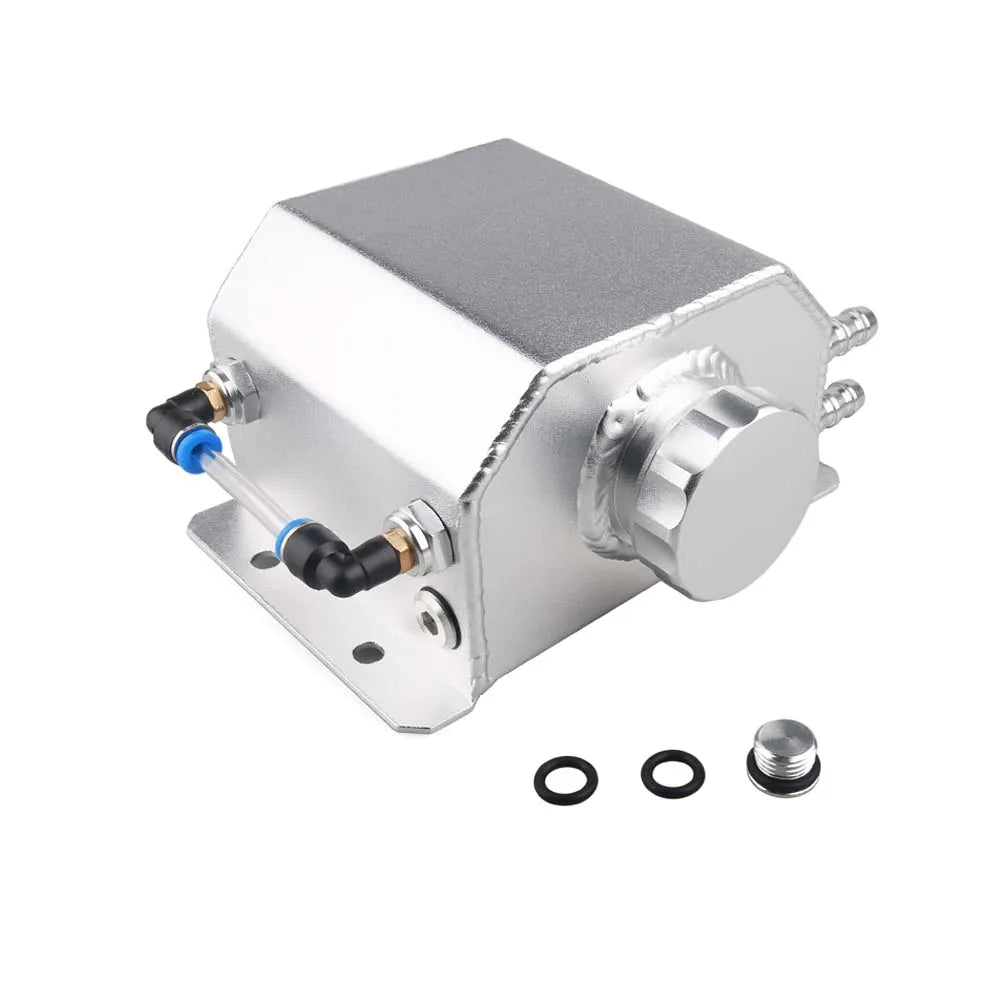 1L Universal Aluminum Oil Catch Can Reservoir Tank with Drain Plug Breather