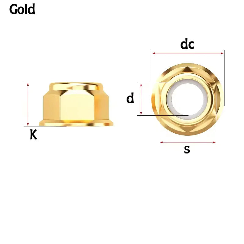 Aluminum Alloy Flange Nylon Lock Nuts M2-M8 Anodized RC FPV Drone Fasteners