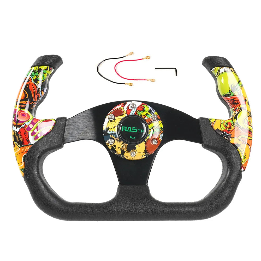RASTP RS-STW025 14" 350mm Suede Deep Dish Racing Steering Wheel Drift Sport