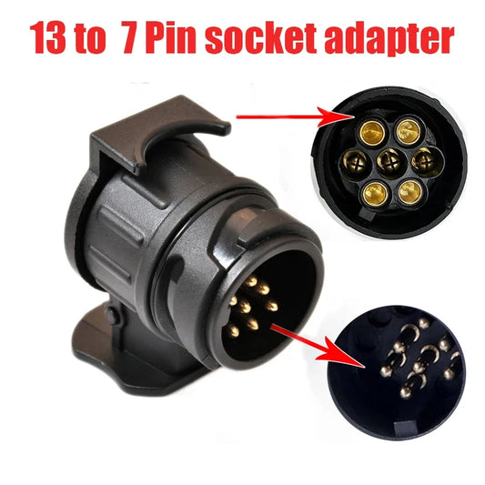 13 Pin to 7 Pin Trailer Plug Adapter 12V Towbar Socket Connector for Caravan