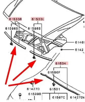 Front Hood Weatherstrip Seal MR437091 for Mitsubishi Pajero Montero V73 V70
