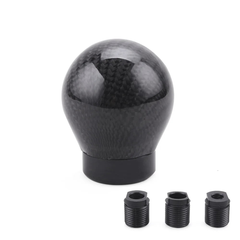 JDM Carbon Fiber Ball Gear Shift Knob Manual Shifter 3 Adapters