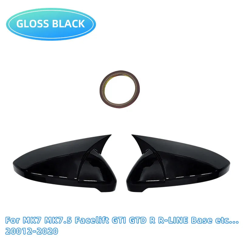 Gloss Black Side Mirror Cover Caps for VW Golf MK6 MK7 MK7.5 GTI R 2009–2020