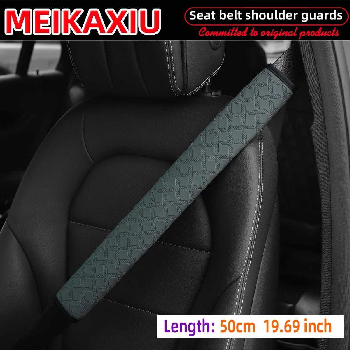 PU Leather XX Pattern Seat Belt Shoulder Pad Cover 50cm Safety Belt Protector