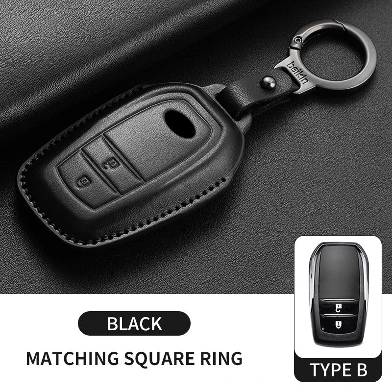 Leather Smart Key Case Cover for Toyota Prius, Camry, Corolla, Avalon, C-HR, RAV4