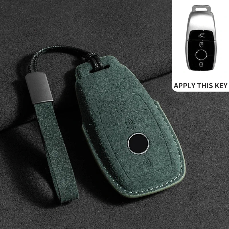 Suede Leather Smart Key Case Cover for Mercedes-Benz E-Class, C-Class 2018–2020
