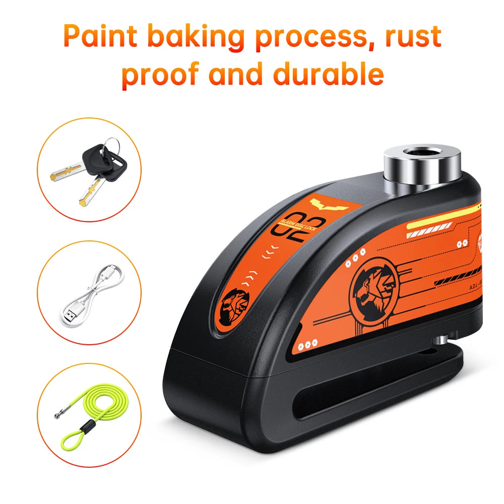 Motorcycle Alarm Disc Brake Lock 120dB Anti Theft Wheel Lock Scooter Bicycle