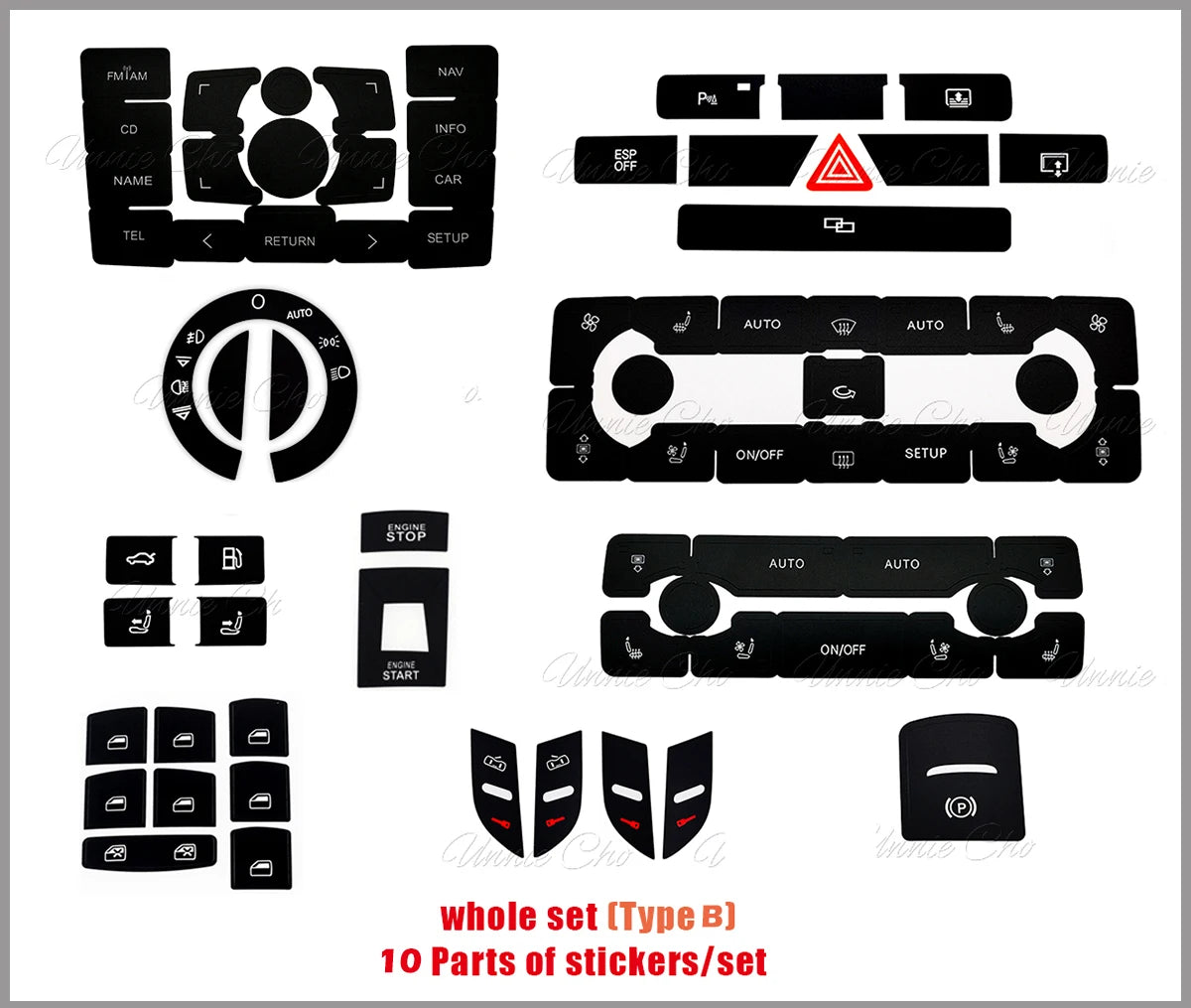 Button Repair Stickers for Audi A8 Dashboard Seat Adjustment Fuel & Trunk Switch