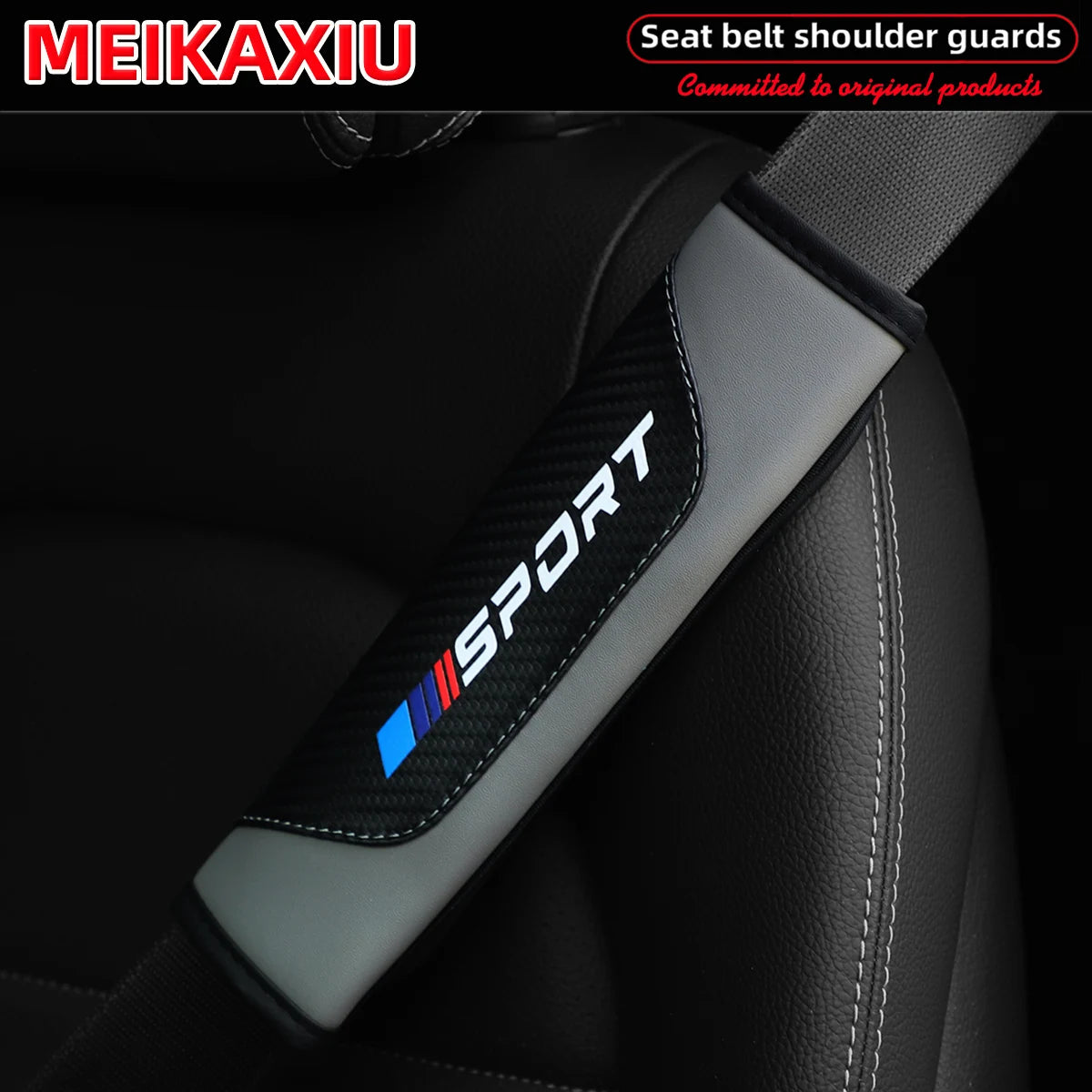 SPORT PU Leather Carbon Fiber Seat Belt Shoulder Pads Universal Safety Belt Covers