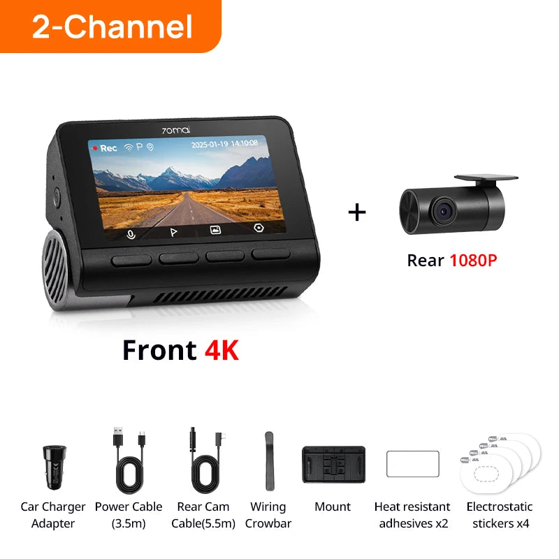 70mai A800SE 4K UHD Dash Cam Wi-Fi 6 Car DVR with GPS ADAS Voice Control