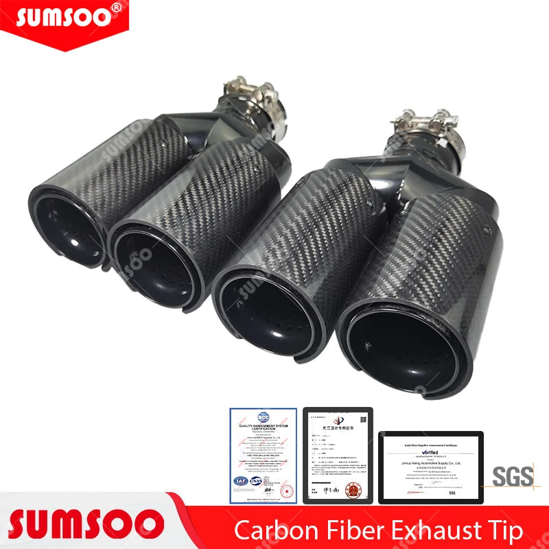 1Pcs Y Style 80mm Carbon Fiber Exhaust Tip Universal BMW M Performance