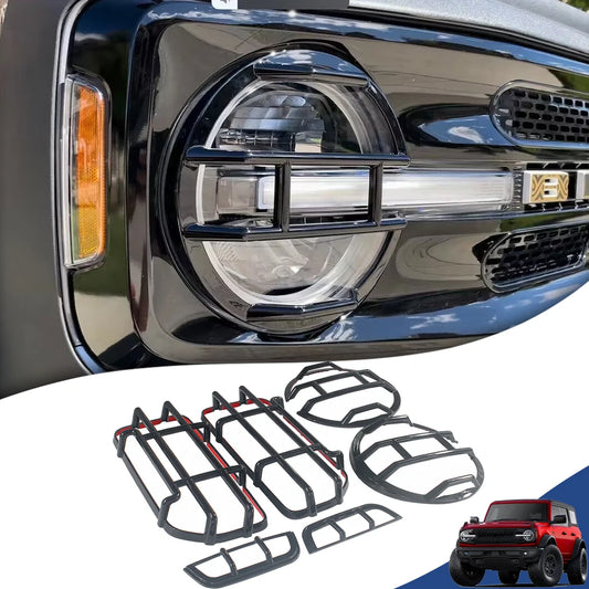 Headlight,Tail Light & Wheel Arch LED Guard Cover Set for Ford Bronco 2021–2024