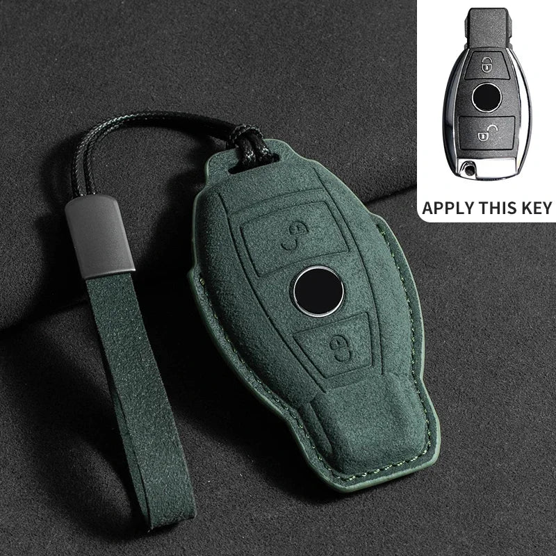 Suede Leather Smart Key Case Cover for Mercedes-Benz E-Class, C-Class 2018–2020