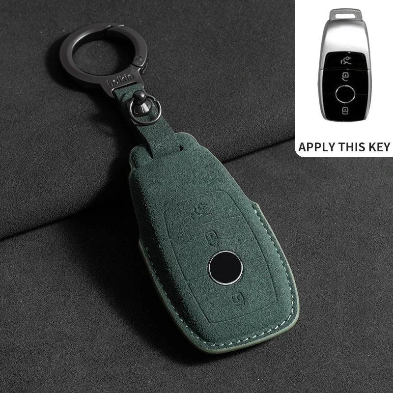 Suede Leather Smart Key Case Cover for Mercedes-Benz E-Class, C-Class 2018–2020
