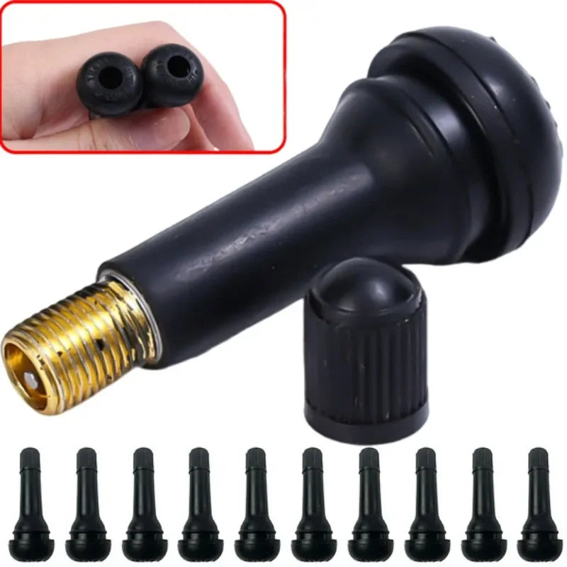 TR414 Tubeless Tire Valve Stems with Dust Caps Universal Rubber Wheel Valve Set