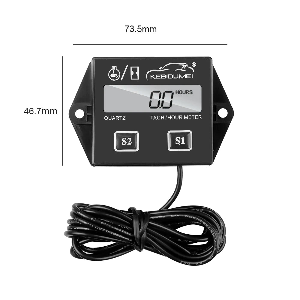 Digital Engine Tachometer RPM Meter Hour Gauge LCD Display for Boat Motorcycle