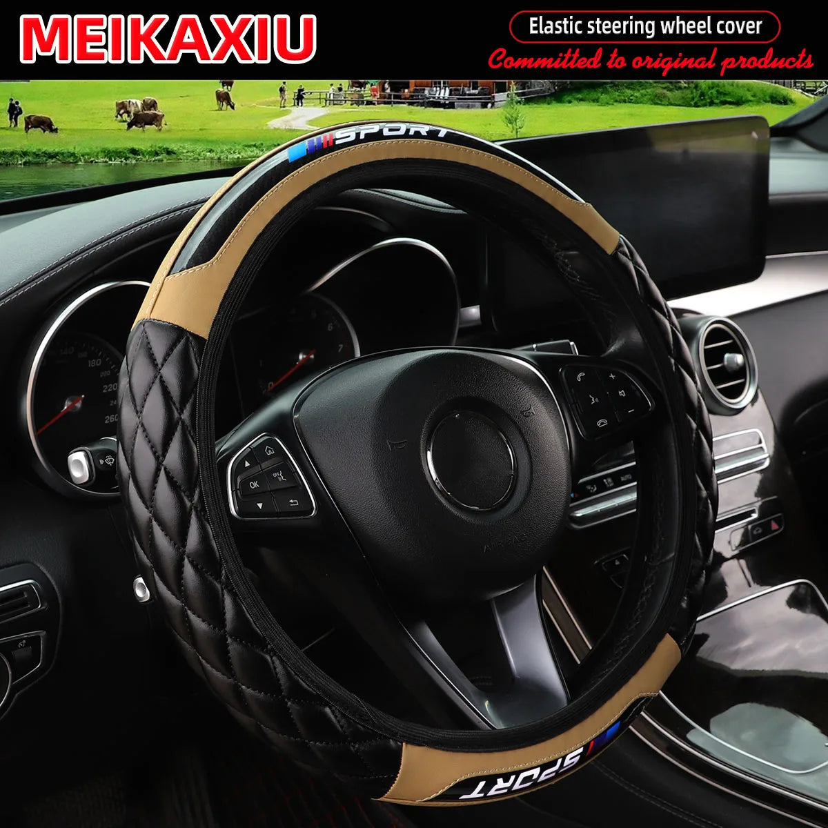 Crystal Carbon Fiber SPORT Steering Wheel Cover Universal Rimless Non-Slip