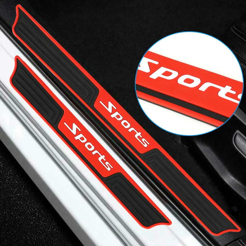 4PCS Universal Car Door Sill Protector Strips Black Rubber Anti-Scratch Trim