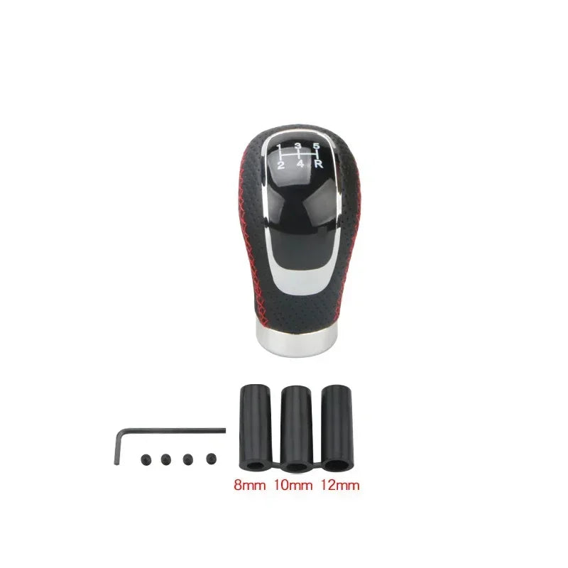 Universal 5 6 Speed Leather Manual Gear Shift Knob Car Shifter Lever Gear Head