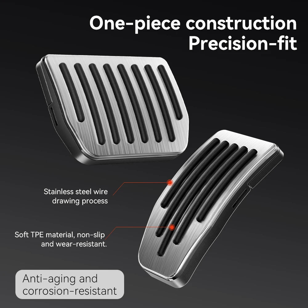 Aluminum Accelerator & Brake Pedal Cover Set for Tesla Model 3 Highland 2019–2026