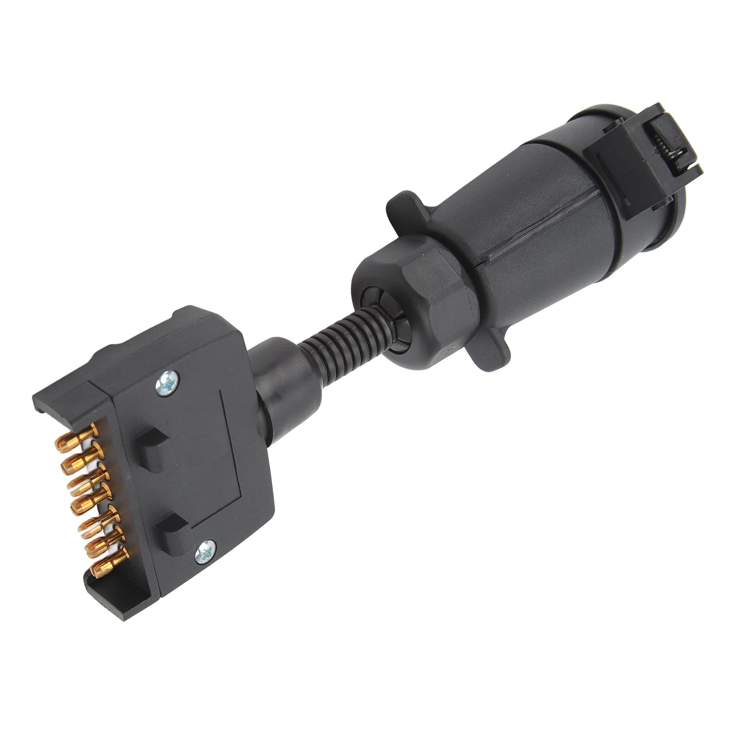7-Pin Round Female to 7-Way Flat Male Trailer Adapter Plug for Caravan, Boat