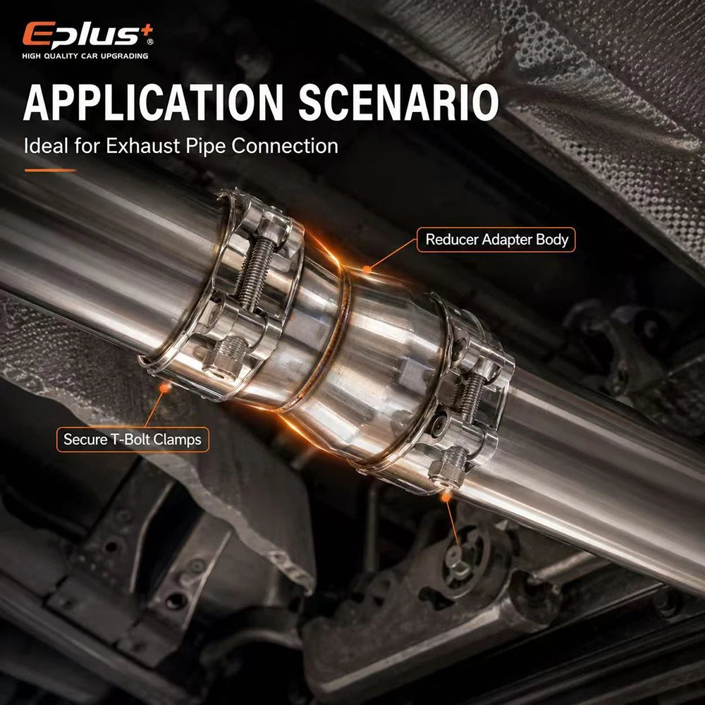 EPLUS Stainless Steel Exhaust Pipe Reducer Adapter Universal No Weld Connector