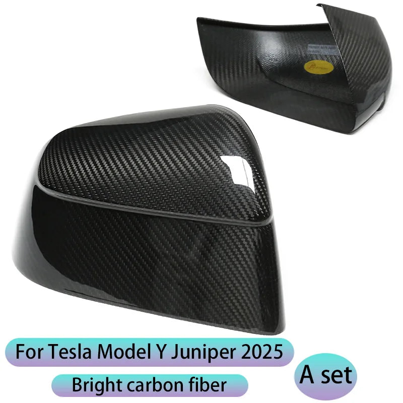 Real Dry Carbon Fiber Mirror Covers Matte Pair for Tesla Model 3 Y Highland