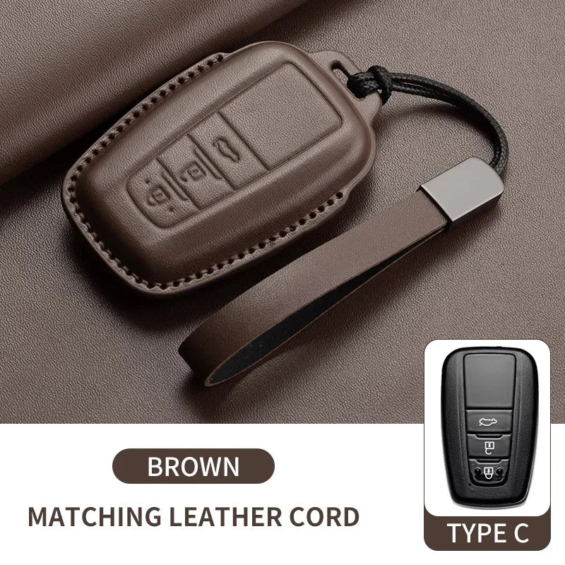 Leather Smart Key Case Cover for Toyota Prius, Camry, Corolla, Avalon, C-HR, RAV4