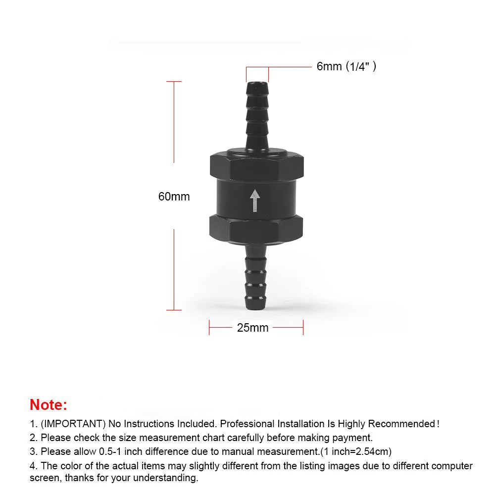 Universal Inline Fuel Check Valve One Way Non Return Diesel Petrol 4mm-14mm OD