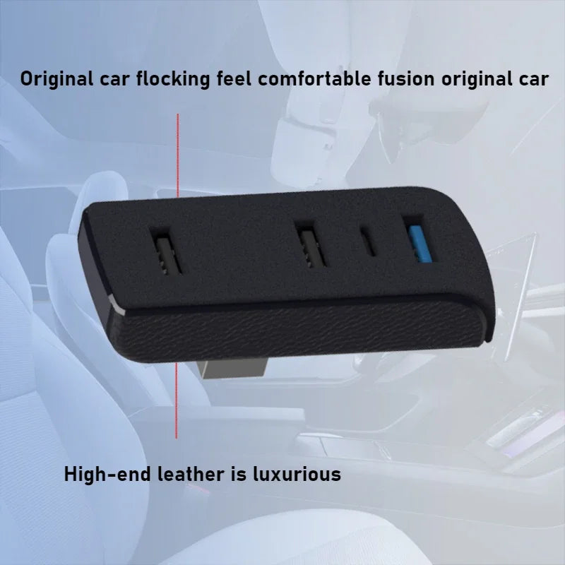 4-in-1 USB Hub Glove Box Docking Station for Tesla Model 3 Y Juniper USB Extender